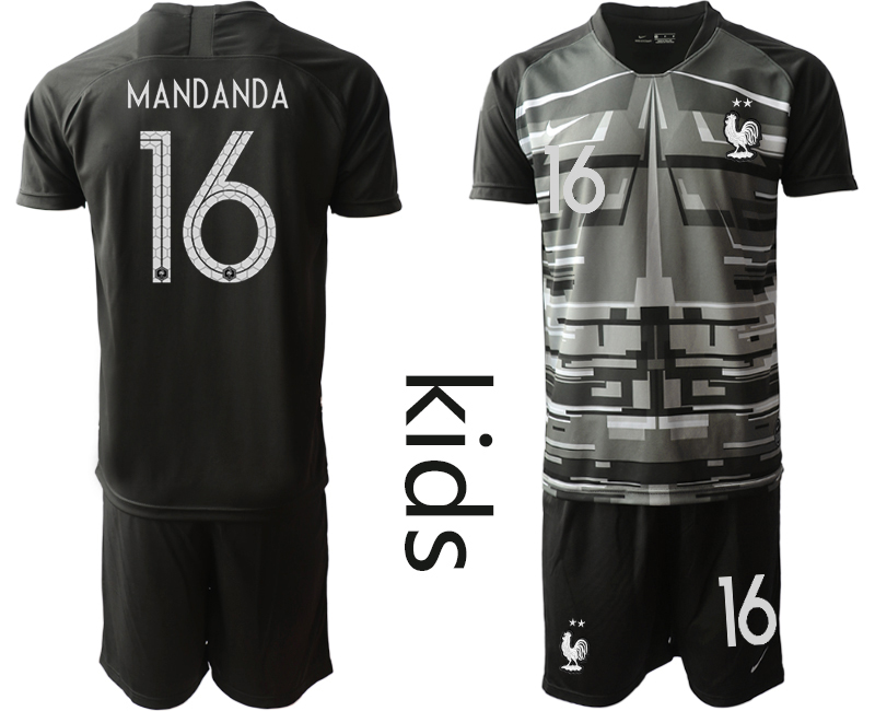 2021 European Cup France black Youth goalkeeper #16 soccer jerseys